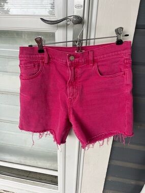 Faherty 26 Cut-off Denim Shorts Womens Magenta Pink Raw Hem Boho Summer Coastal